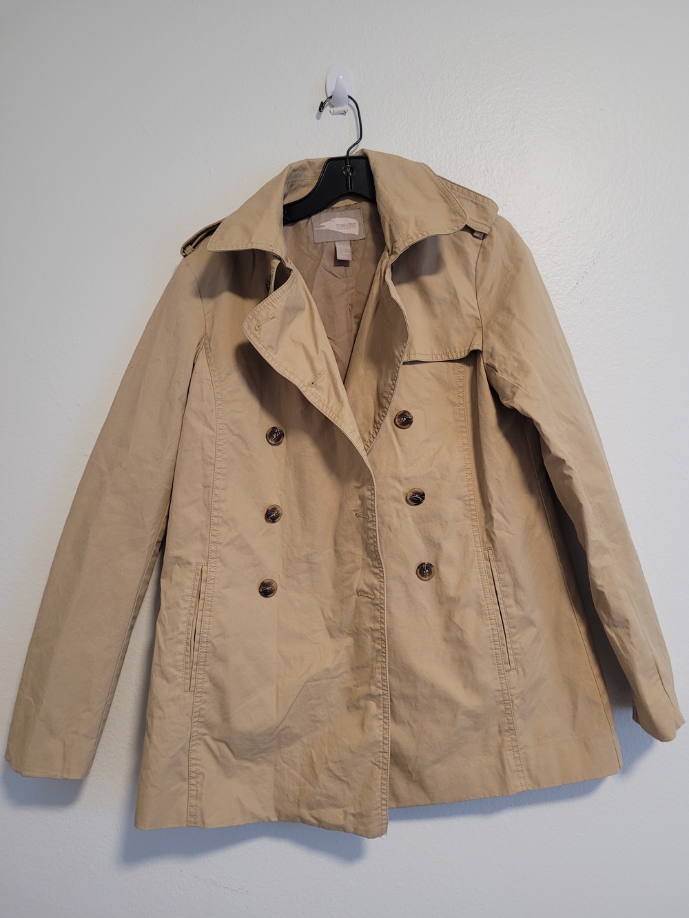 Forever 21 Tan Double-Breasted Trench Coat - Women